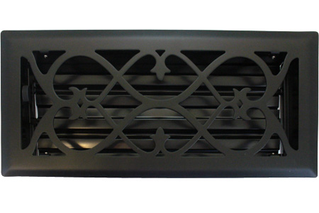 4 X 12 Victorian Floor Register - Flat Black