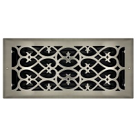 6 X 14 Victorian Floor Register - Brushed Nickel