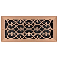 6 X 14 Victorian Floor Register - Copper