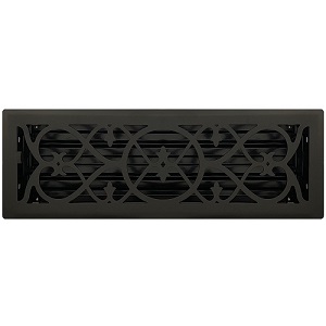 4 X 14 Victorian Floor Register - Flat Black