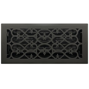 6 X 14 Victorian Floor Register - Flat Black