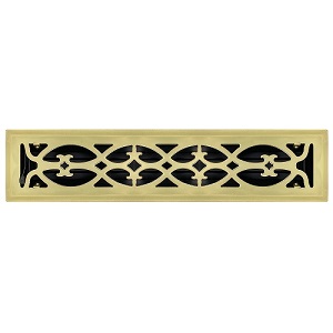 2 X 14 Victorian Floor Register - Brass Plated