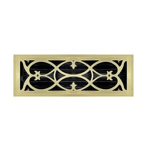 4 X 12 Victorian Floor Register - Brass Plated
