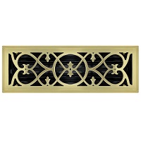 4 X 14 Victorian Floor Register - Brass Plated