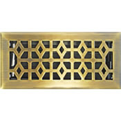 4 x 10 Marquis Cast Antique Brass Floor Register