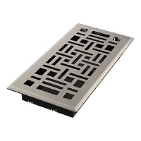 4 x 10 Arts & Crafts Floor Register - Brushed Nickel