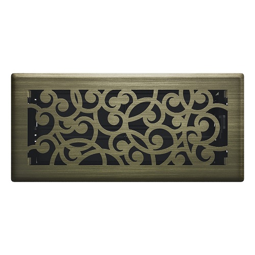 4 x 10 Wonderland Floor Register - Vintage Brass