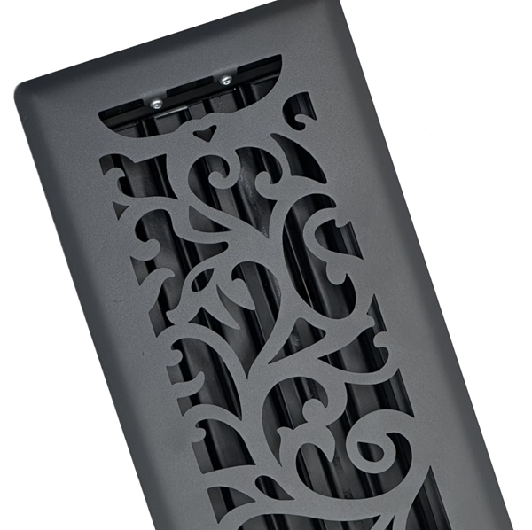4 x 10 Floral Floor Register - Graphite Grey Finish