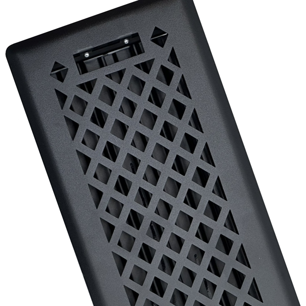 4 x 10 Lattice Floor Register - Cast Iron Black Finish