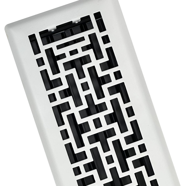 4 x 10 Oriental Floor Register - Glacier White Finish