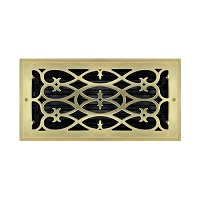 6 X 12 Victorian Floor Register - Brass Plated