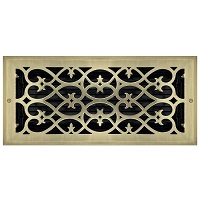 6 X 14 Victorian Floor Register - Brass Plated