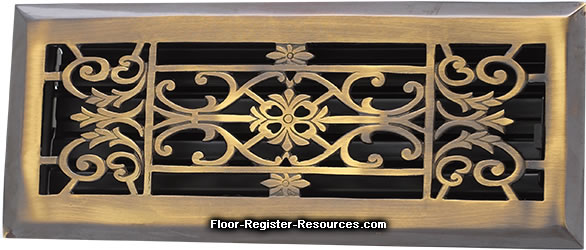 Zoroufy 2 X 12 Decorative Floor Register - Antique Brass